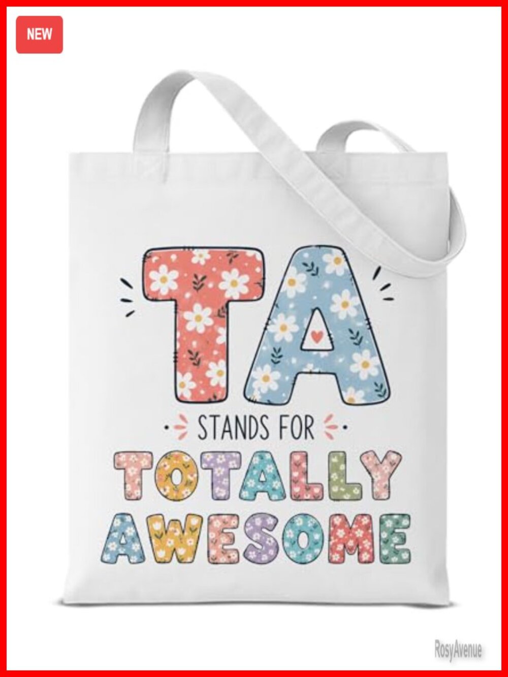 Canvas Tote Bag Reusable Grocery Shoulder Bag TA Teacher Gift